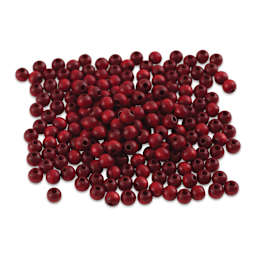John Bead Euro Wood Beads - Red, Round, 6 mm, Pkg of 200