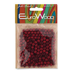 John Bead Euro Wood Beads - Red, Round, 6 mm, Pkg of 200