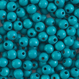 John Bead Euro Wood Beads - Closeup of Round Turquoise beads 