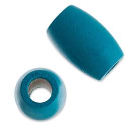 John Bead Euro Wood Beads - Turquoise, Oval Large Hole, 22mm x 33mm, Pkg of 6 - close-ups of bead