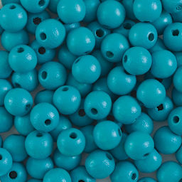John Bead Euro Wood Beads - Turquoise, Round, 8 mm, Pkg of 100 - close-up of beads
