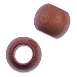 John Bead Euro Wood Beads - Light Brown, Round, Large Hole, 20 mm x 16, Pkg of 9 - close-ups of single bead