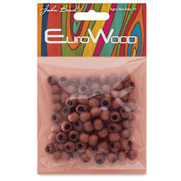 John Bead Euro Wood Beads - Light Brown, Round, Large Hole, 8 mm x 6.5 mm, Pkg of 100