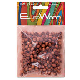John Bead Euro Wood Beads - Light Brown, Round, 6 mm, Pkg of 200