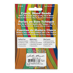John Bead Euro Wood Beads - Dark Brown, Round, 6 mm, Pkg of 200 - back of packaging