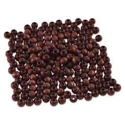 John Bead Euro Wood Beads - Dark Brown, Round, 6 mm, Pkg of 200 - close-up of beads