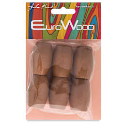John Bead Euro Wood Beads - Coffee, Oval, Large Hole, 22 mm x 33 mm, Pkg of 6 - front of packaging
