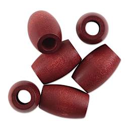 John Bead Euro Wood Beads - Mahogany, Oval, Large Hole, 22 mm x 33 mm, Pkg of 6