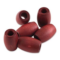 John Bead Euro Wood Beads - Mahogany, Oval, Large Hole, 22 mm x 33 mm, Pkg of 6 - close-up