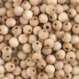 John Bead Euro Wood Beads - Natural, Round, 6 mm, Pkg of 200 - close-up of beads