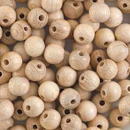 John Bead Euro Wood Beads - Natural, Round, 8 mm, Pkg of 100 - close-up of beads