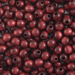John Bead Euro Wood Beads - Mahogany, Round, 6 mm - close-up of beads