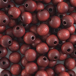 John Bead Euro Wood Beads - Mahogany, Round, 8 mm - close-up of beads