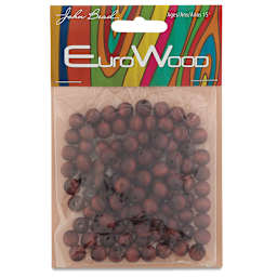 John Bead Euro Wood Beads - Mahogany, Round, 8 mm, Pkg of 100 - front of packaging
