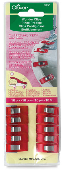 Clover Wonder Clips - Front of blister package of 10 Clips
