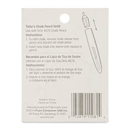 Dritz Tailor's Chalk Pencil Refills, Set of 3 back of packaging