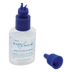 Dritz Fray Check Liquid Seam Sealant - .75 oz Bottle with Fabric Guide Applicator out of packaging with applicator on