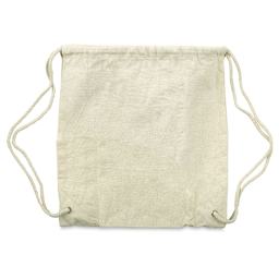 Canvas Drawstring Backpack - Top view of Natural Backpack showing drawstrings