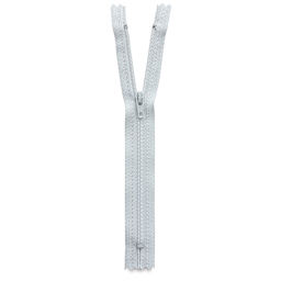 Zippers - White Nylon Zipper upright and open slightly
