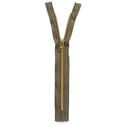 Zippers - Olive Metal Zipper shown upright and slightly open