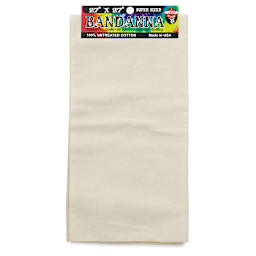 Carolina Creative Natural Cotton Bandana - Top view of 27" Square Cotton folded with hang tag