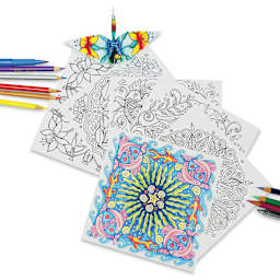 Yasutomo Color2 Coloring Origami Paper - Original Artist Design sheets partially colored 