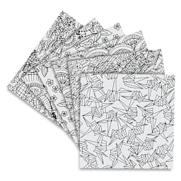 Yasutomo Color2 Coloring Origami Paper - Yuzen Kimono sheets displayed in fan