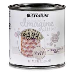 Rust-Oleum Imagine Intense Glitter Paint - Front of 8 oz can of Iridescent Clear paint