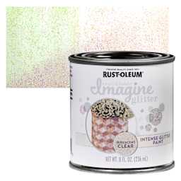 Rust-Oleum Imagine Intense Glitter Paint - Iridescent, 8 oz can and swatch