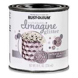 Rust-Oleum Imagine Intense Glitter Paint - Front of 8 oz can of Silver paint