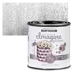 Rust-Oleum Imagine Intense Glitter Paint - Silver, 8 oz can and swatch