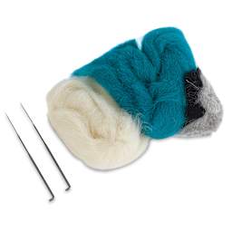 Woolbuddy Needle Felting Kit - Narwhal Kit - contents
