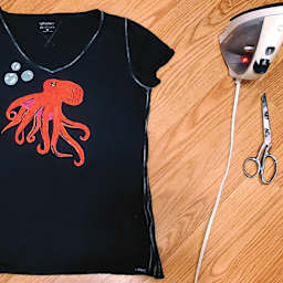 Jacquard Iron-On Transfer Paper - For Dark Fabrics, 8.5" x 11" Sheets, Pkg of 3 (Octopus design on black shirt, Iron and scissors not included)