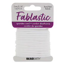Round Stretch Cord, White, 3 mm x 5 yd