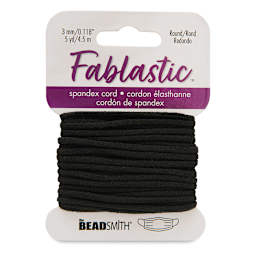 Round Stretch Cord, Black, 3 mm x 5 yd