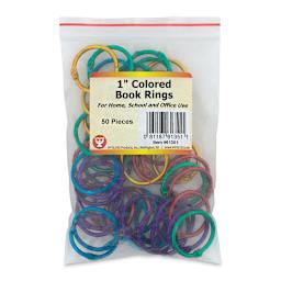 Hygloss Book Rings - Colored, Pkg of 50, 1" - front of packaging