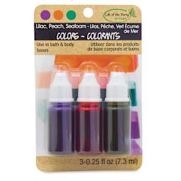 Life of the Party Soap Dyes - Blister package of Peach, Seafoam, and Lilac Dyes