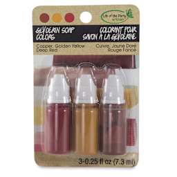 Life of the Party Soap Dyes - Blister package of Copper, Gold, and Red Dyes
