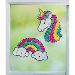 Creativity for Kids Window Art Mini Kit - Magical (Sample completed rainbow and unicorn window clings)