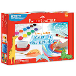 Faber-Castell Young Artist Learn to Watercolor Set - Angled view of package