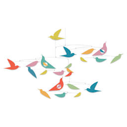 Djeco Little Big Room Giant Paper Mobile - Multicolor Birds (assembled mobile)