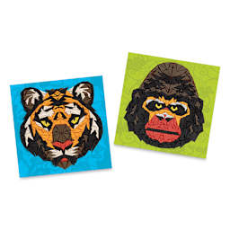 Djeco Mosaics Kits - Finished mosaics of Tiger and Gorilla from Kahn Kit