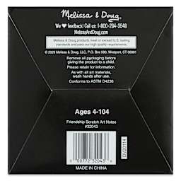 Melissa & Doug Scratch Art Mini Notes - Friendship, back of the packaging
