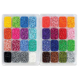 Perler Bead Tray - Assorted Colors, Pkg of 8000, opened double bead tray