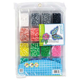 Perler Bead Tray - Stripes and Pearls, Pkg of 4000, back of the packaging 