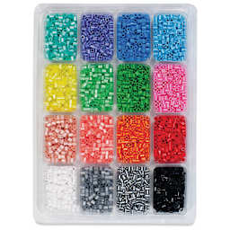 Perler Bead Tray - Stripes and Pearls, Pkg of 4000, different colors inside the tray 