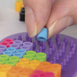 Perler Cupcakes and Butterflies Fused Bead Kit - in use, close-up