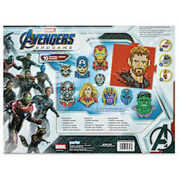 Perler Marvel Avengers Fused Bead Kit, back of the packaging