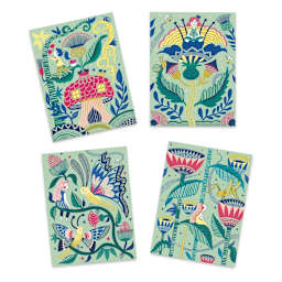 Djeco Pastel Scratch Boards Set - Fantasy Garden (Sample completed scratch boards)