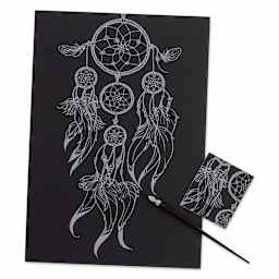 Craft Medley Deluxe Engraving Kit - Holographic Dream Catcher, contents laid out